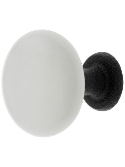 1 1/4 inch Madison Ivory Cabinet Knob with Matte Black Shank.